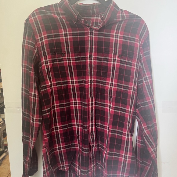 A/X Armani Exchange Red and Black Plaid Shirt long sleeve - Picture 1 of 4
